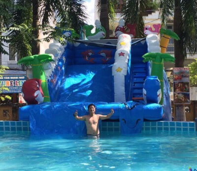 Nhà hơi trượt nước – mẫu cây dừa